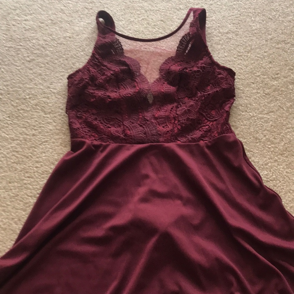 Maroon Sexy Lace Dress